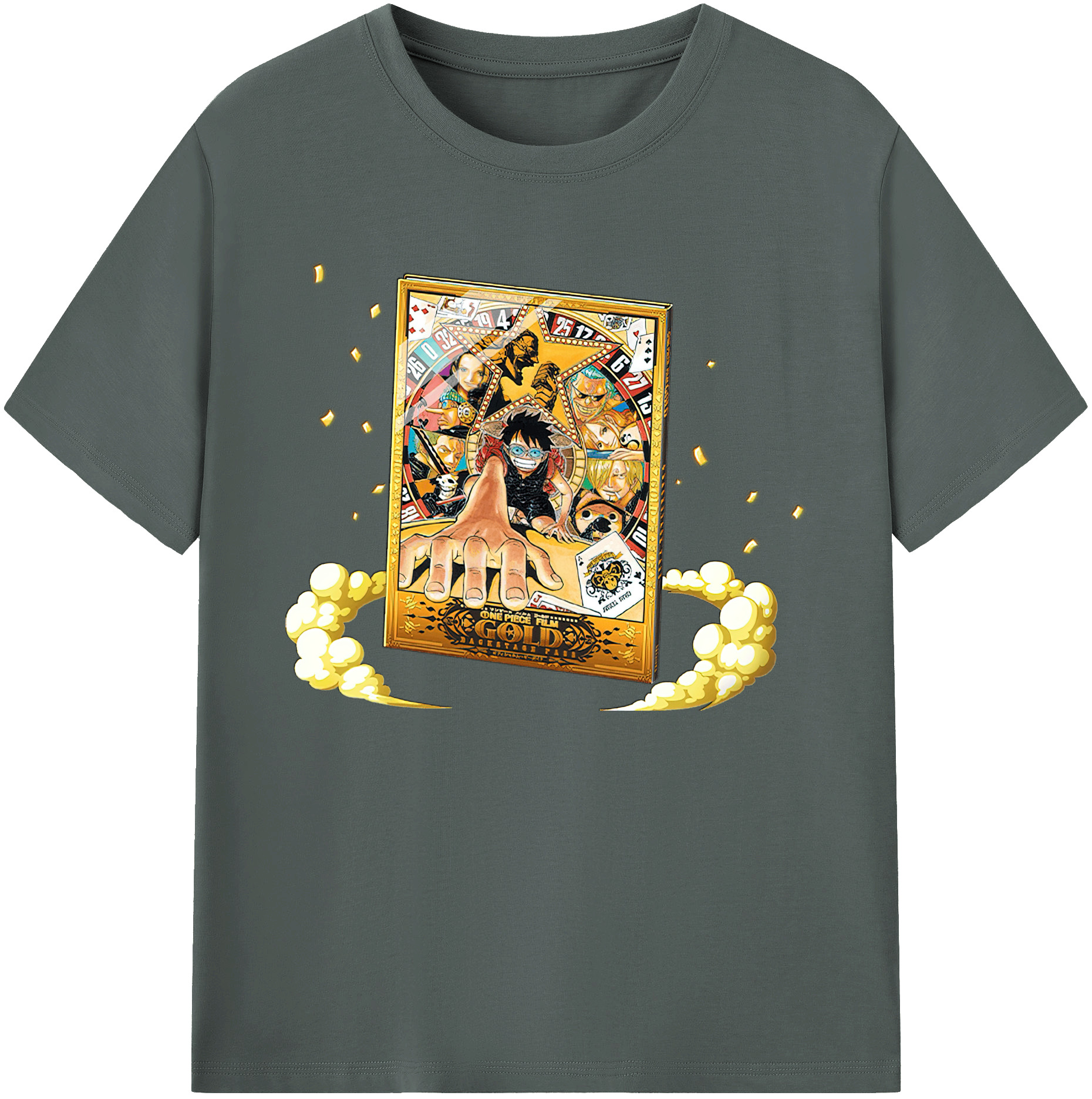 ワンピース モンキー・D・ルフィ ONE PIECE Monkey D. Luffy 綿100％ メンズ半袖Tシャツ｜肌触りやわらか＆通気性